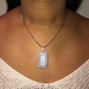 womens diamond dog tag necklace